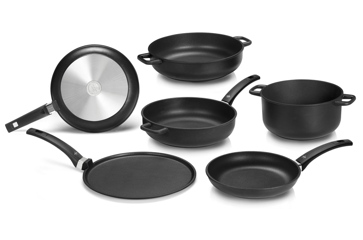 Olympia Supreme Die-Cast Aluminium Nonstick Deep Pan with Lid, 9.4-Inches