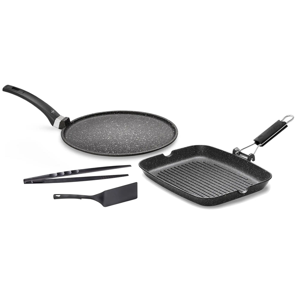 Olympia Hard Cook Die-Cast Aluminium Nonstick 4-Piece BBQ Cookware Set