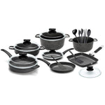 Olympia Hard Cook Die-Cast Aluminium Nonstick 18-Piece Cookware Set