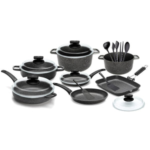 18Piece Kitchen Cookware Sets with Nonstick Granite Stone Pots and Pans Set