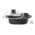 Olympia Hard Cook Die-Cast Aluminium Nonstick Square Deep Pan With Lid, 11 x 11-Inches