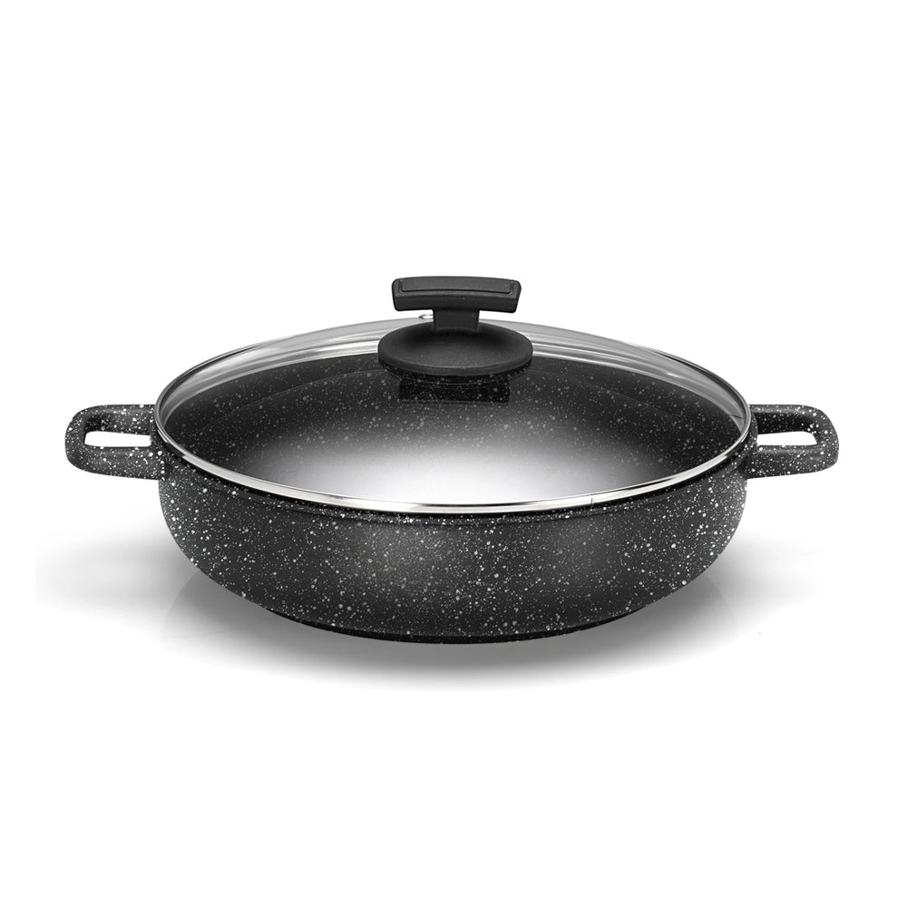Olympia Hard Cook Die-Cast Aluminium Nonstick Deep Pan With Lid, 7.8-Inches