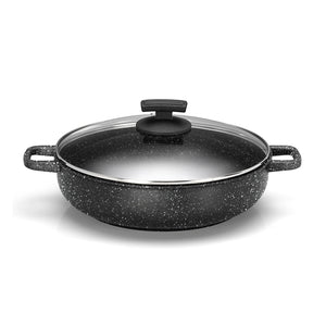 Olympia Hard Cook Die-Cast Aluminium Nonstick Deep Pan With Lid, 9.4-Inches