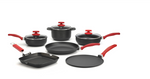 Olympia Love Die-Cast Deep Aluminum Nonstick Frying Pan with Red Soft Touch Handle, 9.4-Inches