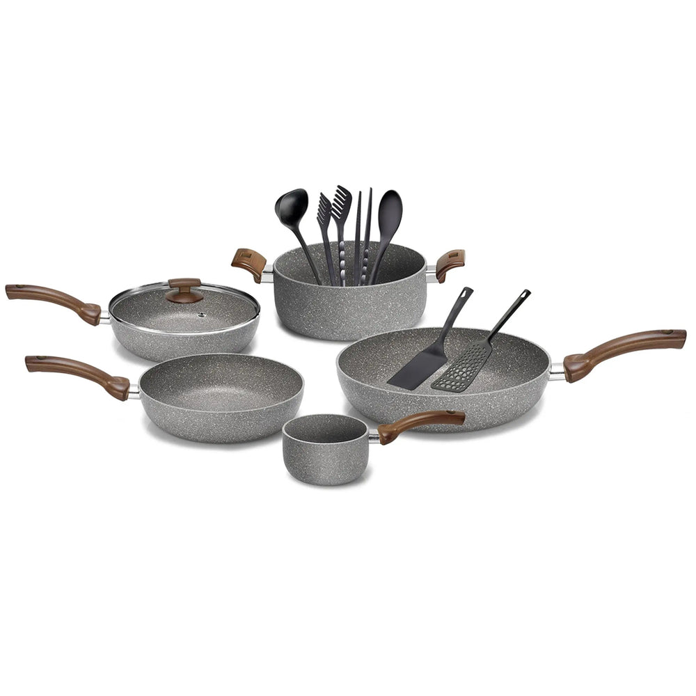 Olympia Woody Aluminium Nonstick 12-Piece Cookware Set