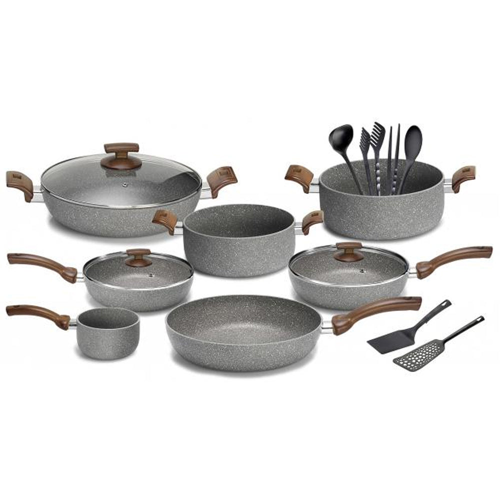 Olympia Woody Aluminium Nonstick 16-Piece Cookware Set