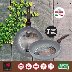 Olympia Woody Aluminium Nonstick Deep Frying Pan, 9.4-Inches